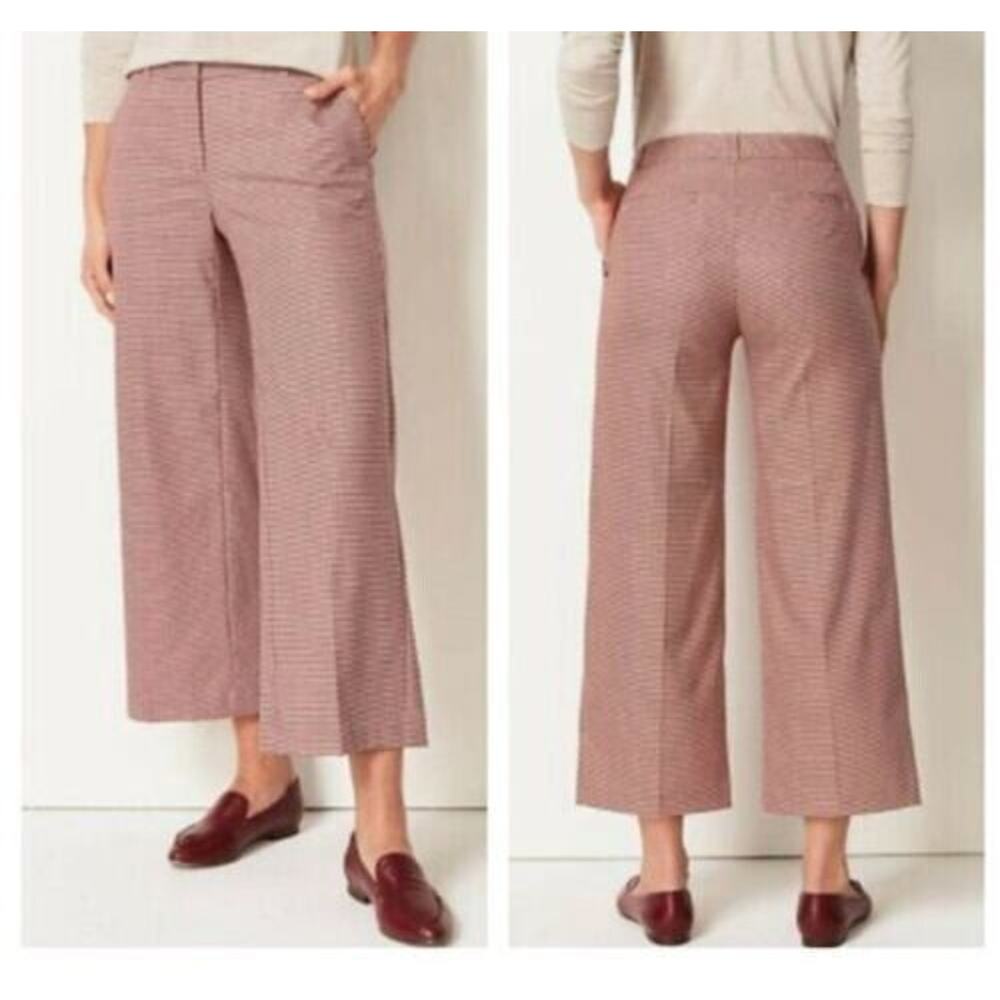 J. Jill Red Houndstooth Wide Leg Womens Flat Front Mid-Rise Size 16 Petite